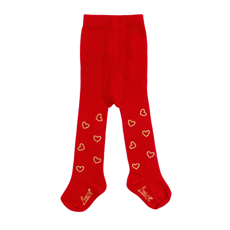 Little A HAZEL Red Diamanté Heart Tights