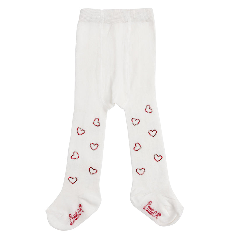 Little A HAZEL Snow White Diamanté Heart Tights