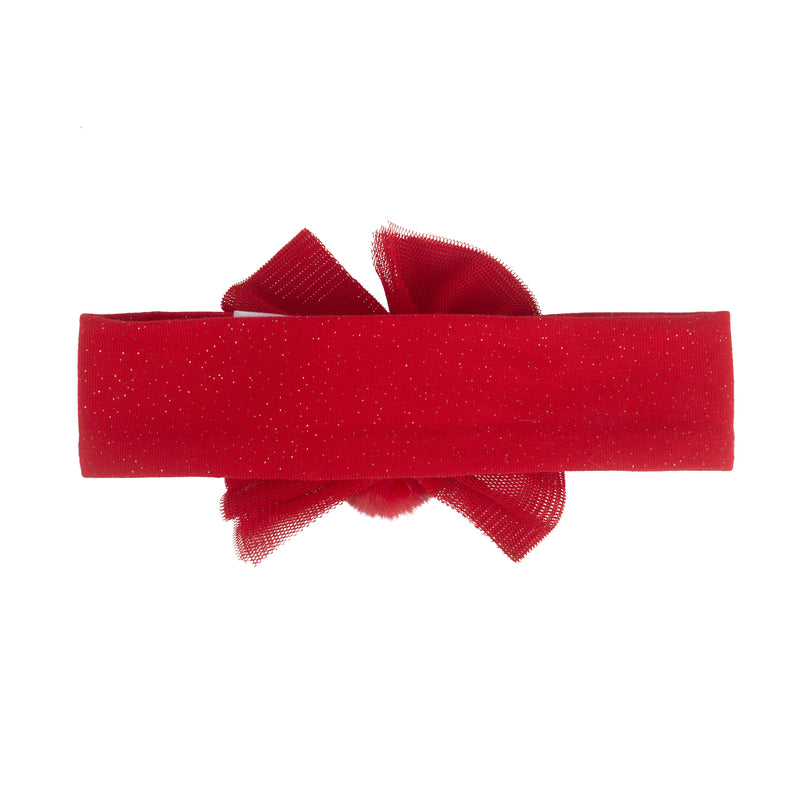 Little A HALLIE Red Pom Pom Bow Headband