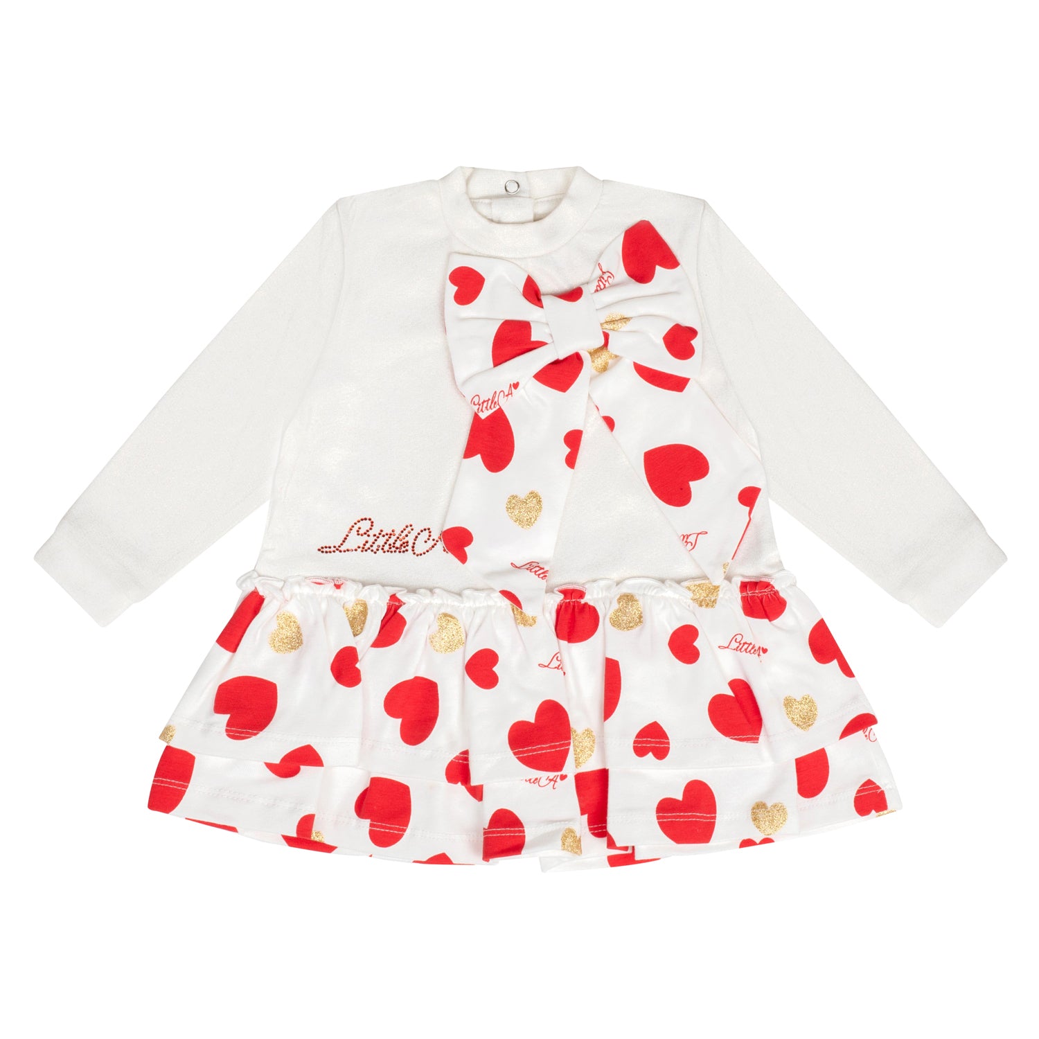 Little A HANNAH Snow White Heart Print Bow Dress