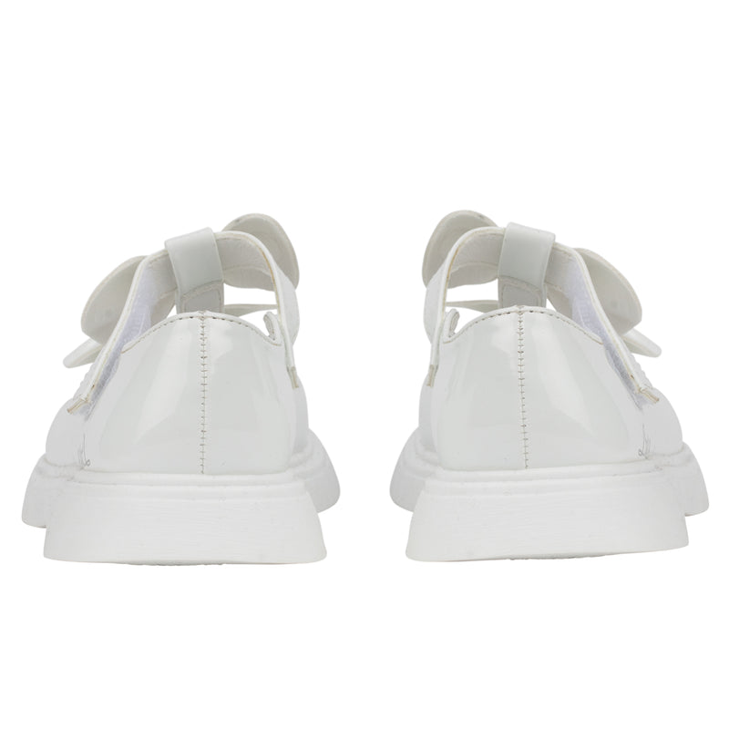 Little A BEAU Bright White Double Bow Shoes