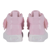 Little A FUREVER Baby Pink Faux Fur Strap Hi Top Shoes