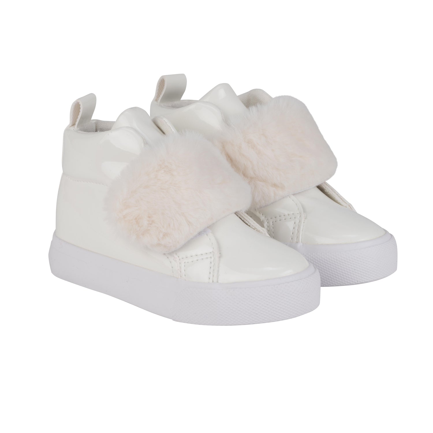 Little A FUREVER Snow White Faux Fur Strap Hi Top Shoes