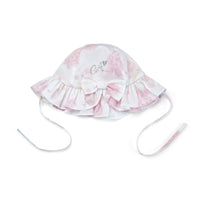 SS25 Little A AURORA White & Pink Bunny Print Bow Sunhat