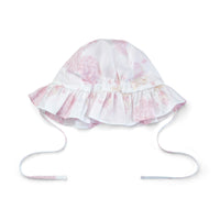 SS25 Little A AURORA White & Pink Bunny Print Bow Sunhat