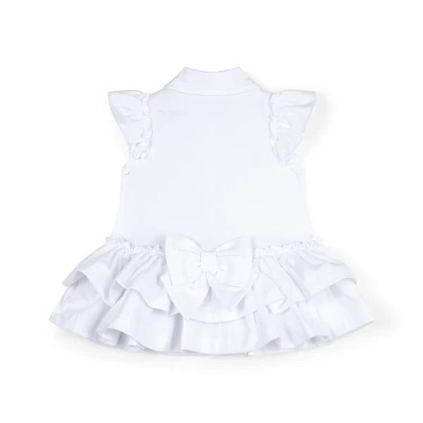 SS25 Little A BEAU White Logo Frill Tennis Dress