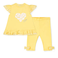 SS25 Little A BONNIE Yellow & White Daisy Print Frill Leggings Set