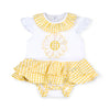 SS25 Little A BILLIE White & Yellow Checked Daisy Frill Romper
