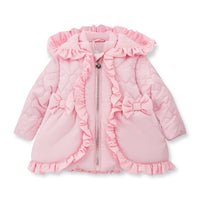 AW25 Little A KAIA Pink Hearts Bow Frill Coat