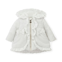 AW25 Little A KAIA White Hearts Bow Frill Coat