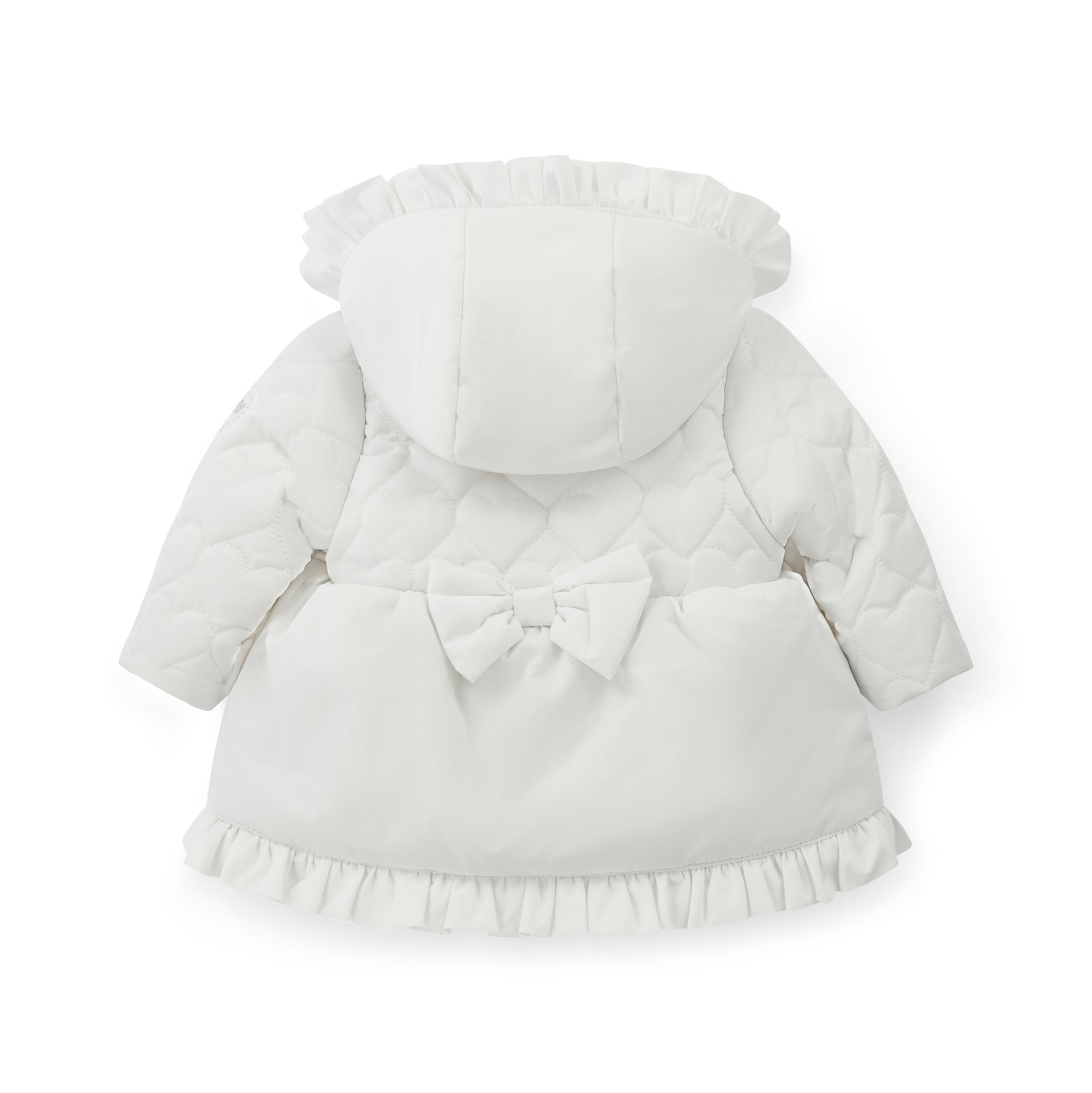 AW25 Little A KAIA White Hearts Bow Frill Coat