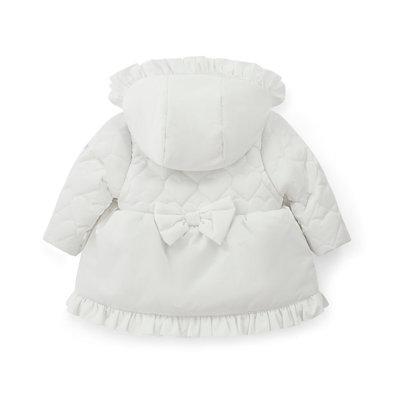 AW25 Little A KAIA White Hearts Bow Frill Coat