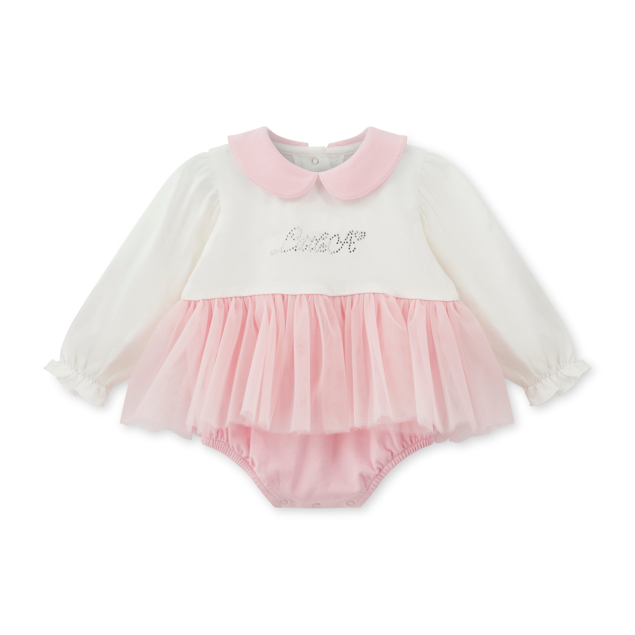AW25 Little A KIMBERLY Pink & White Tulle Logo Romper