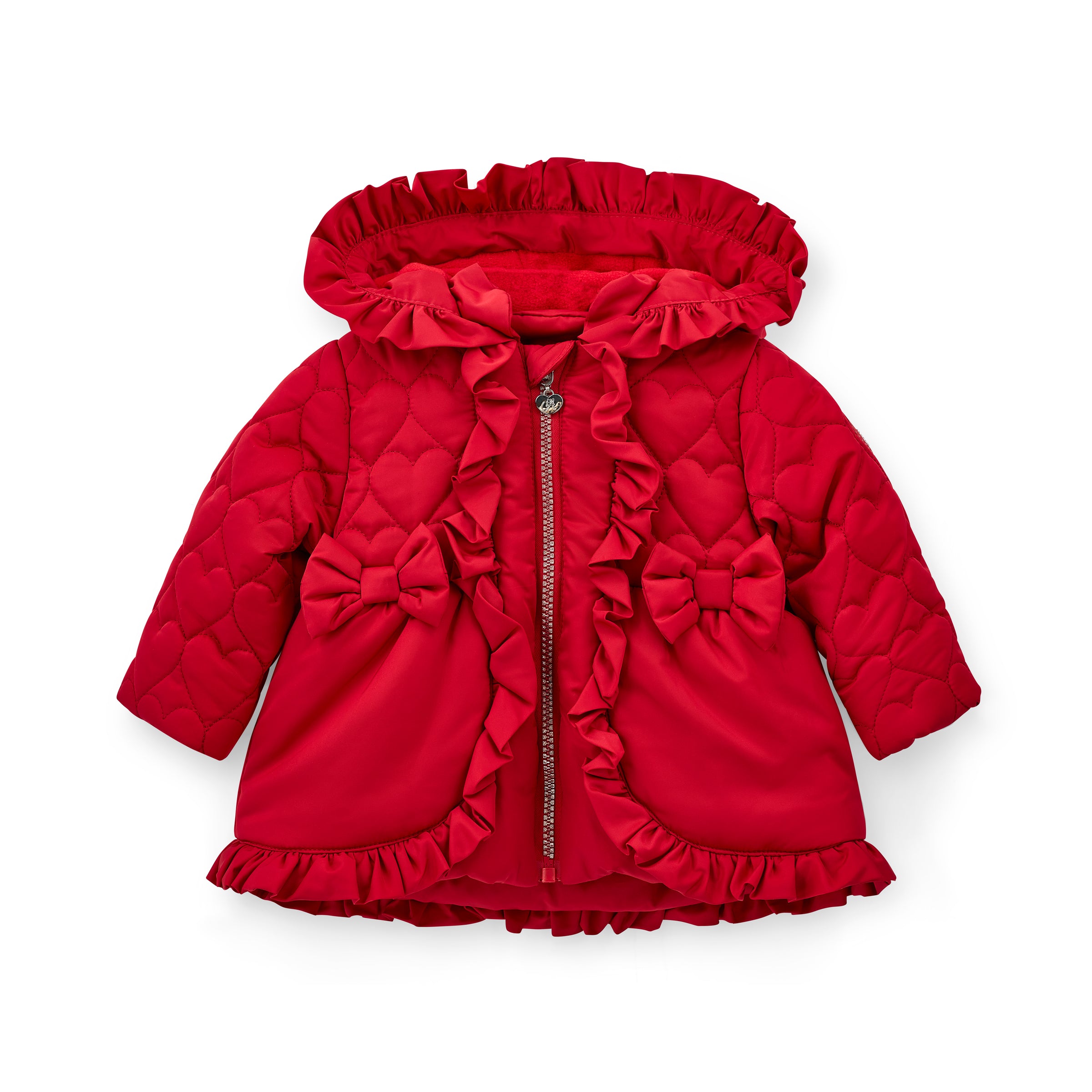AW25 Little A KAIA Red Hearts Bow Frill Coat