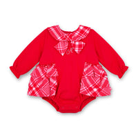 PREORDER AW25 Little A KACEY Red Check Logo Frill Romper