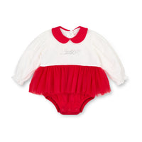 PREORDER AW25 Little A KIMBERLY Red & White Tulle Logo Romper