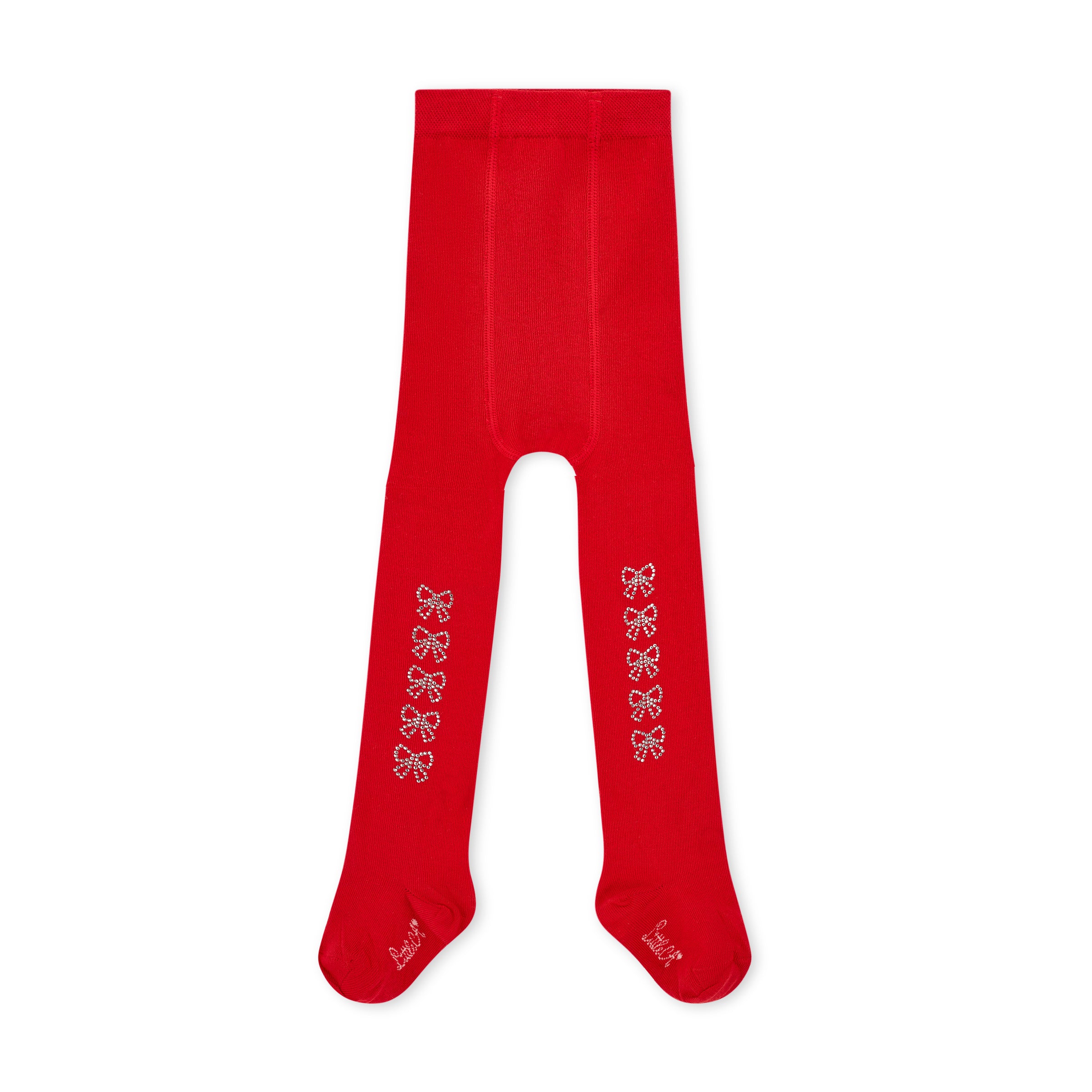 PREORDER AW25 Little A KERRY Red Bow Diamante Tights