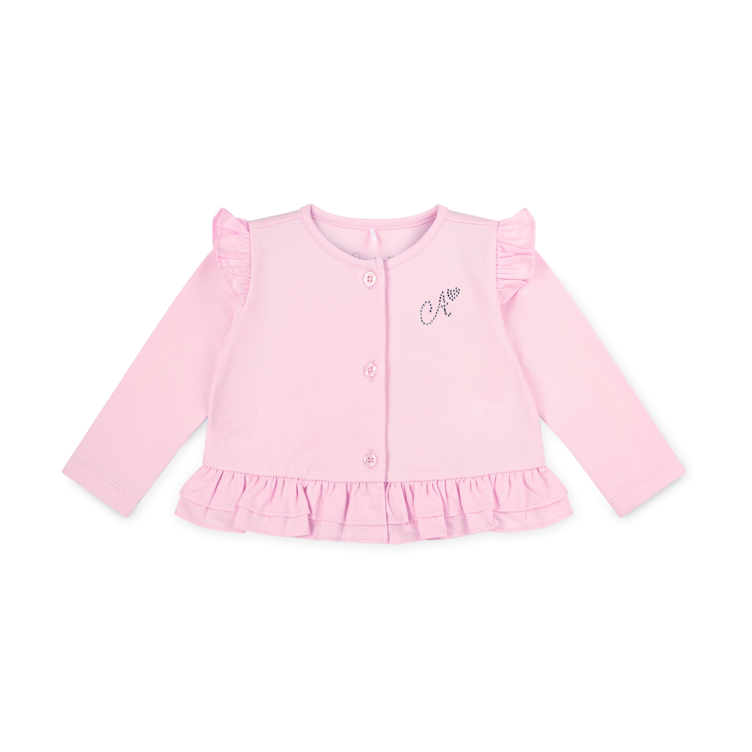 PREORDER SS26 Little A OLIVIA Pink Logo Frill Cardigan
