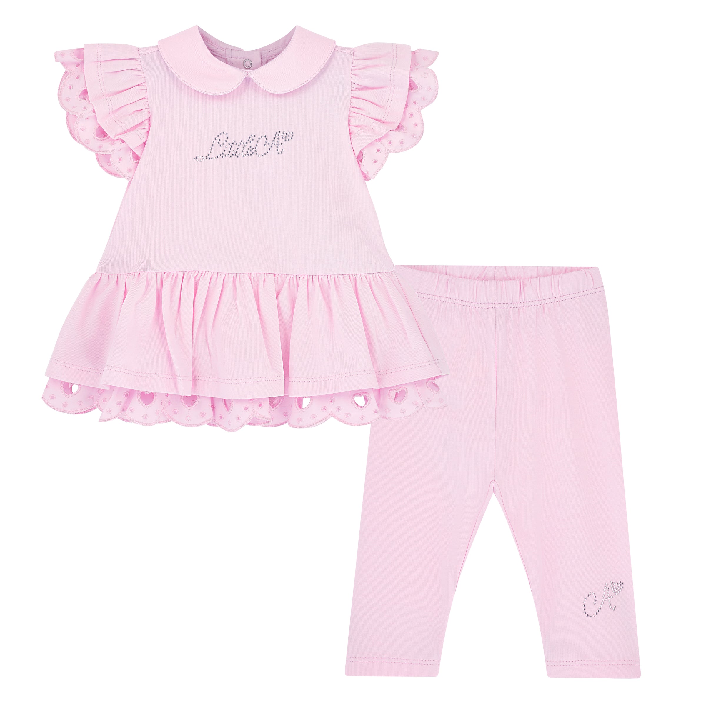 PREORDER SS26 Little A ORELLIA Pink Broderie Anglaise Leggings Set