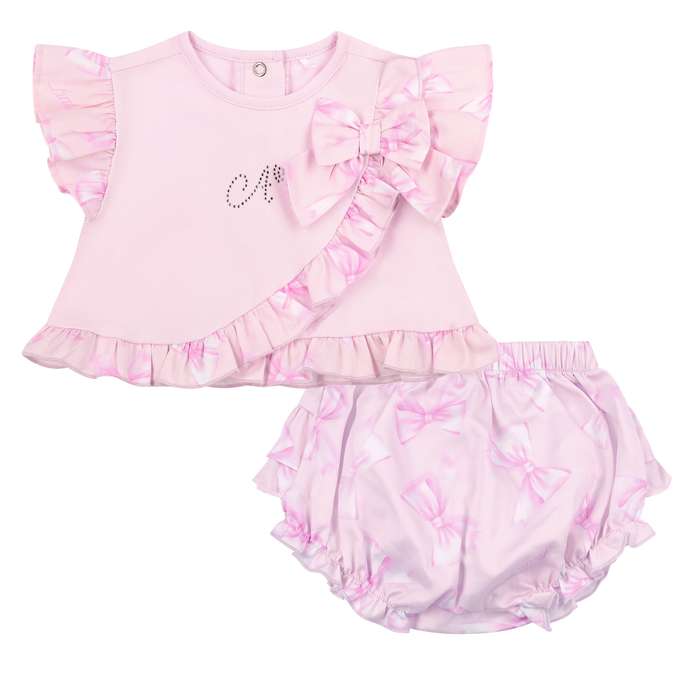 PREORDER SS26 Little A OCEAN Pink Bow Print Jam Pants Set