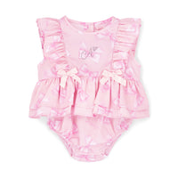 PREORDER SS26 Little A ODESSA Pink Bow Print Romper