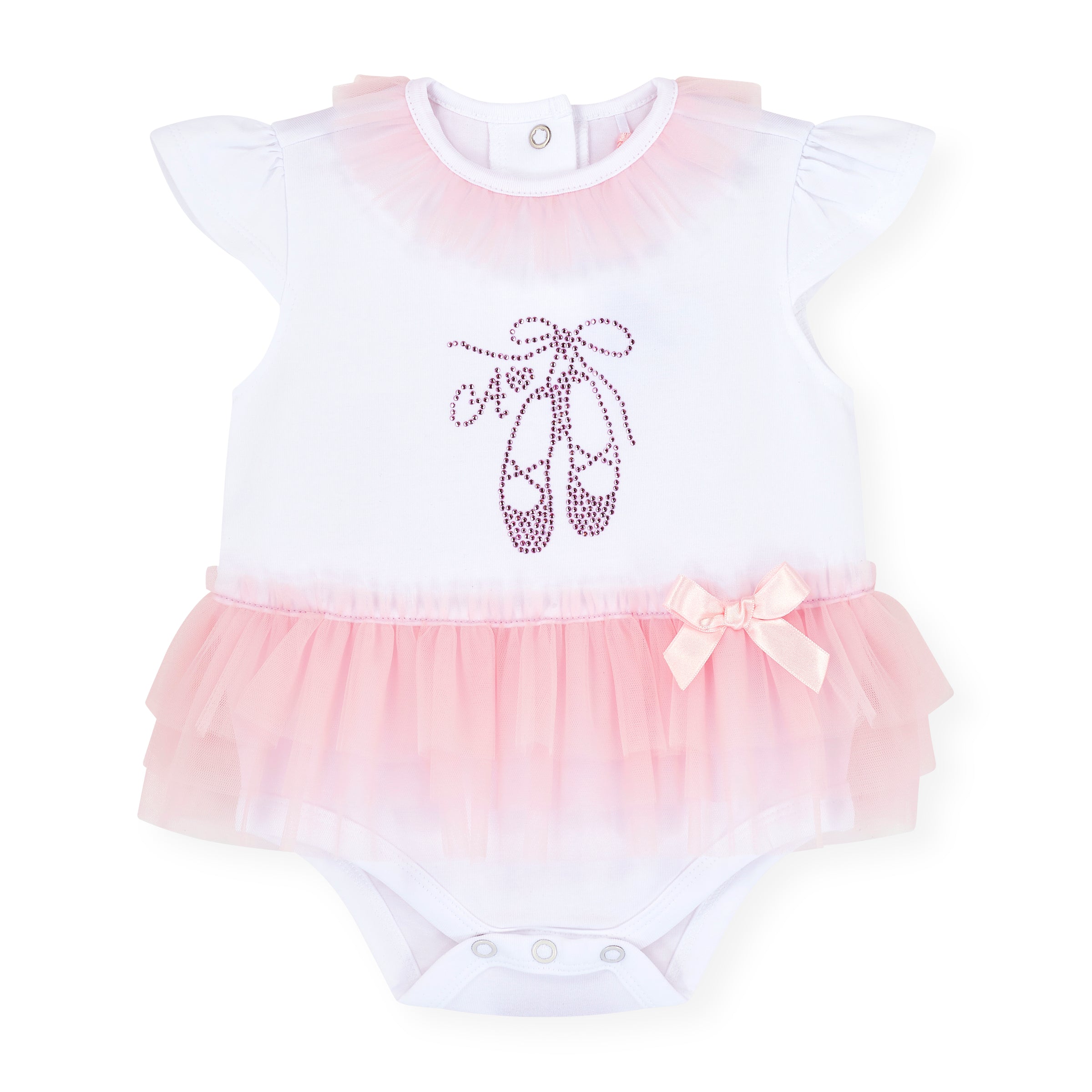 PREORDER SS26 Little A OCTAVIA White & Pink Ballet Shoes Tulle Romper