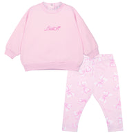 PREORDER SS26 Little A POLLY Pink Bow Print Leggings Set