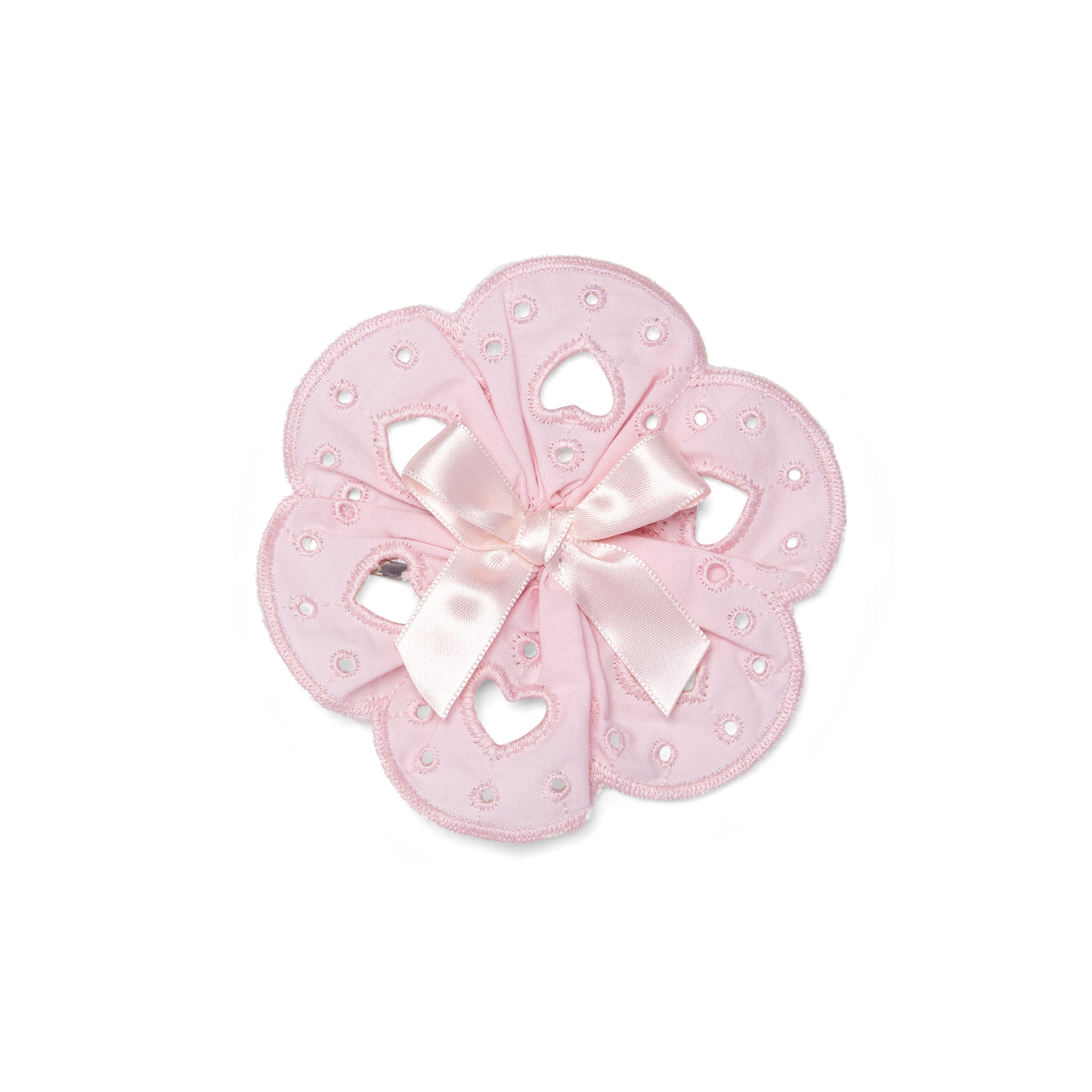 PREORDER SS26 Little A OLLIE Pink Broderie Anglaise Bow Hair Clip
