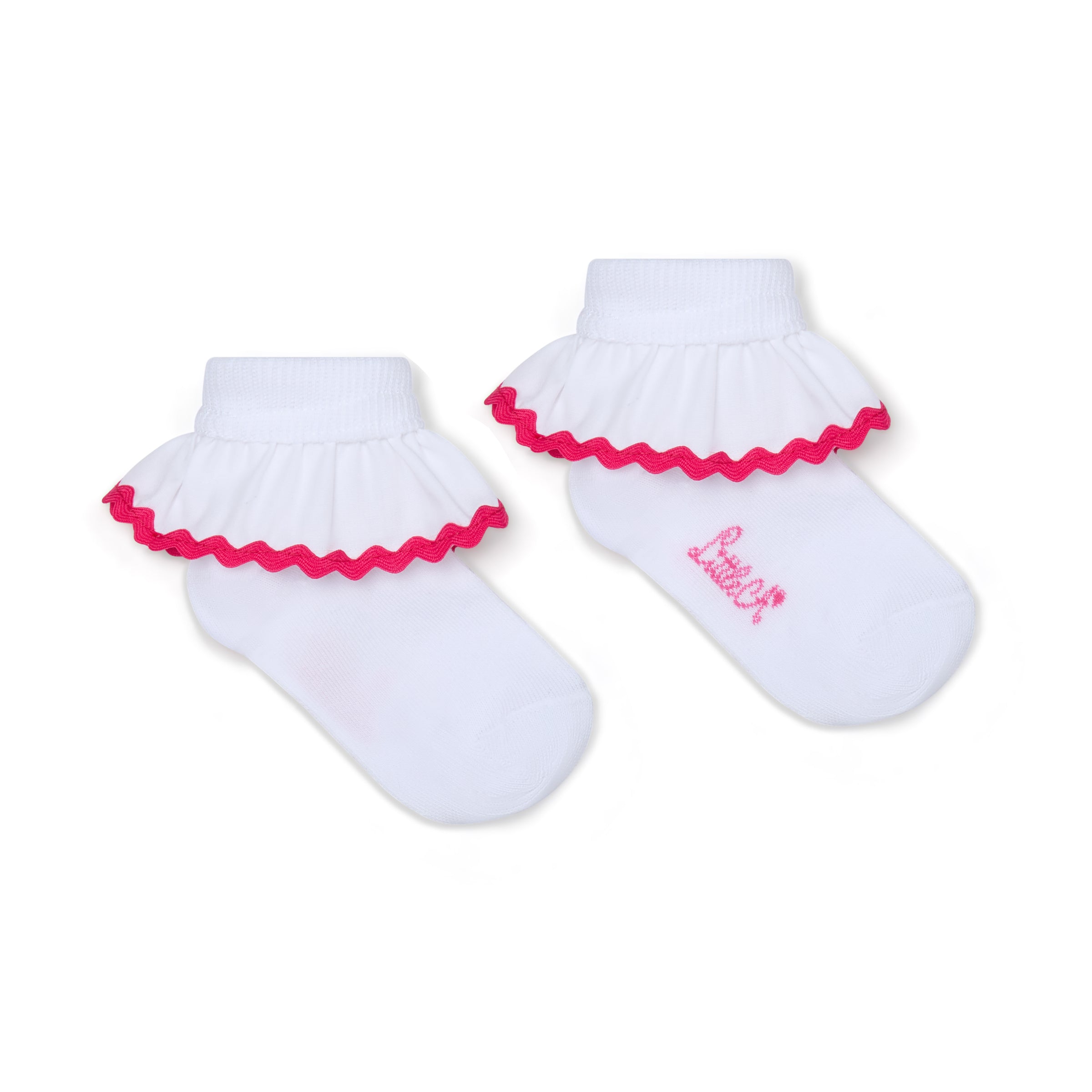 PREORDER SS26 Little A PAIGE White & Pink Frill Ankle Socks