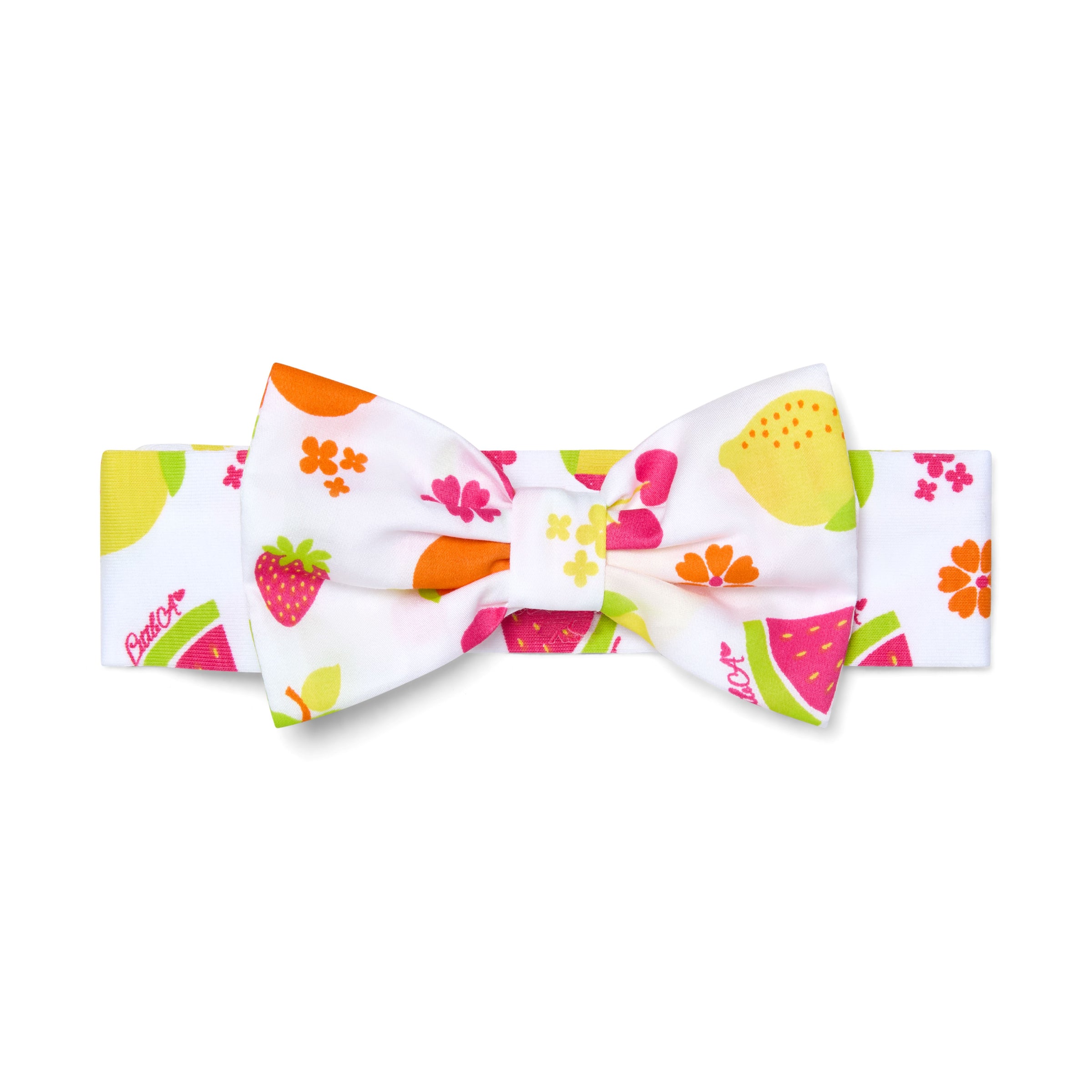 PREORDER SS26 Little A PIPER White Multicoloured Fruit Print Bow Headband