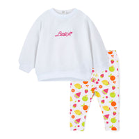 PREORDER SS26 Little A POLLY White Multicoloured Fruit Print Leggings Set