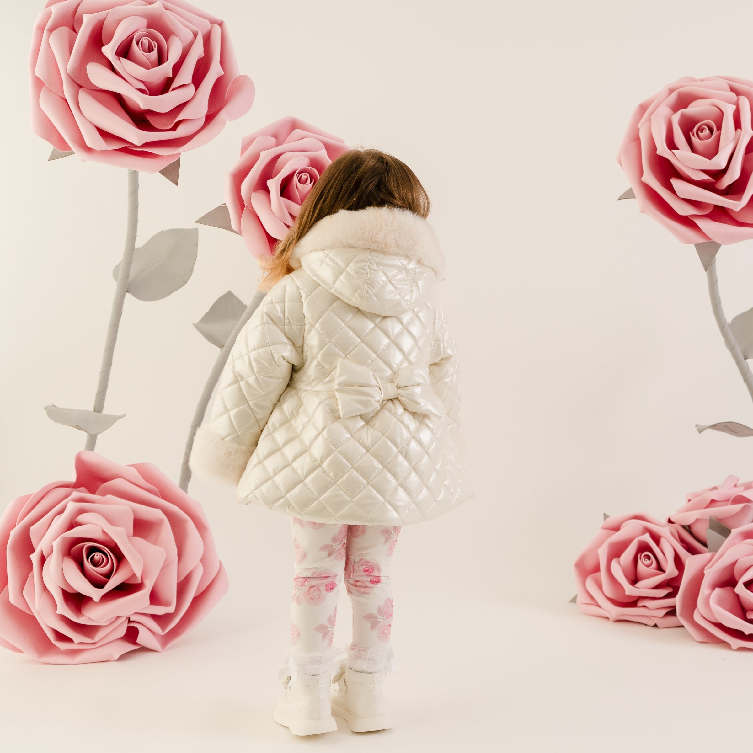 Little A Girls DOLLY White Quilted Coat