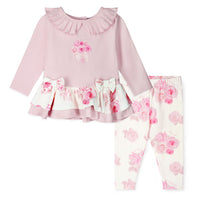 Little A Girls DAISY Pink Rose Print Leggings Set