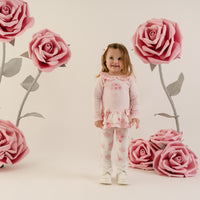 Little A Girls DAISY Pink Rose Print Leggings Set