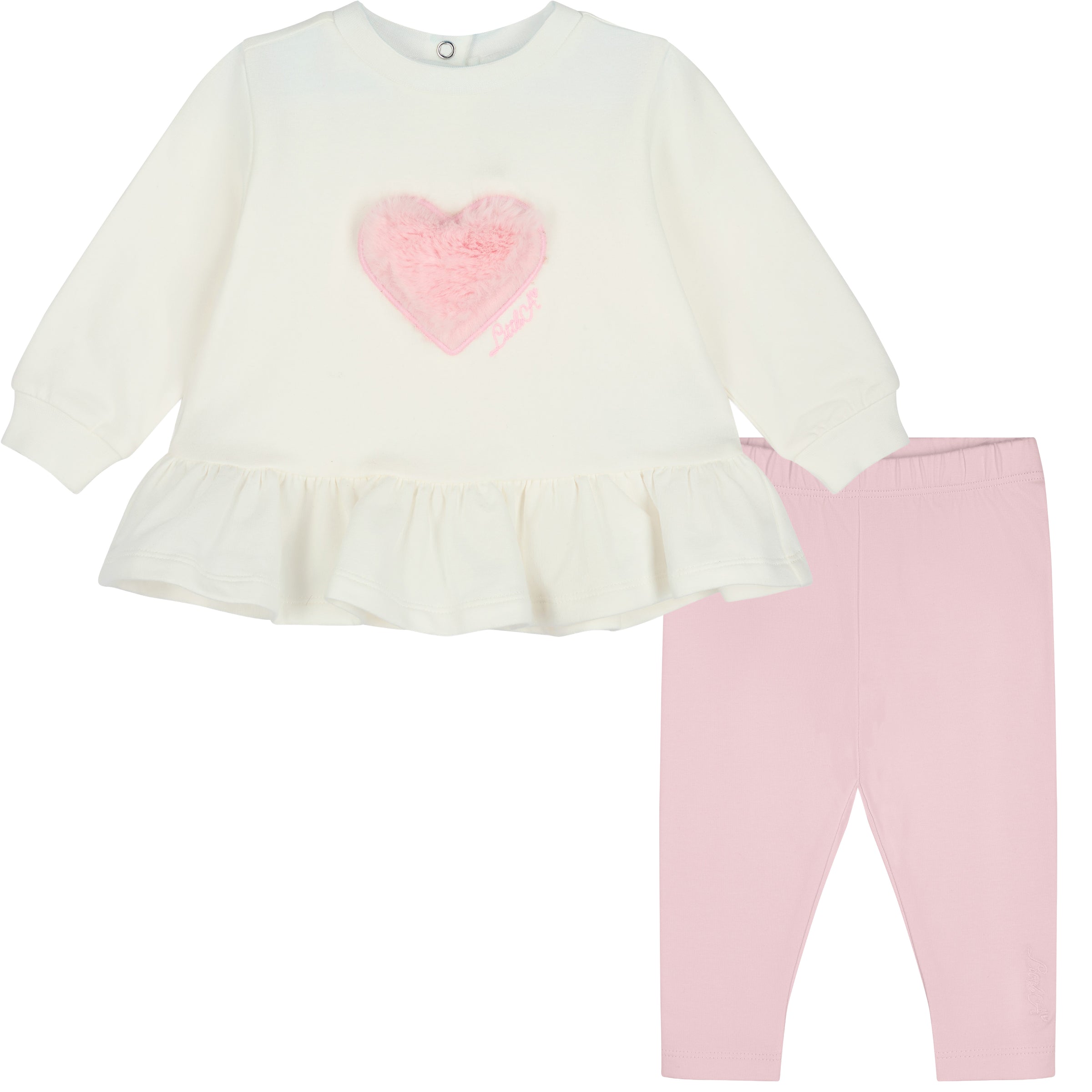 Little A Girls DEMI Pink Faux Fur Heart Leggings Set
