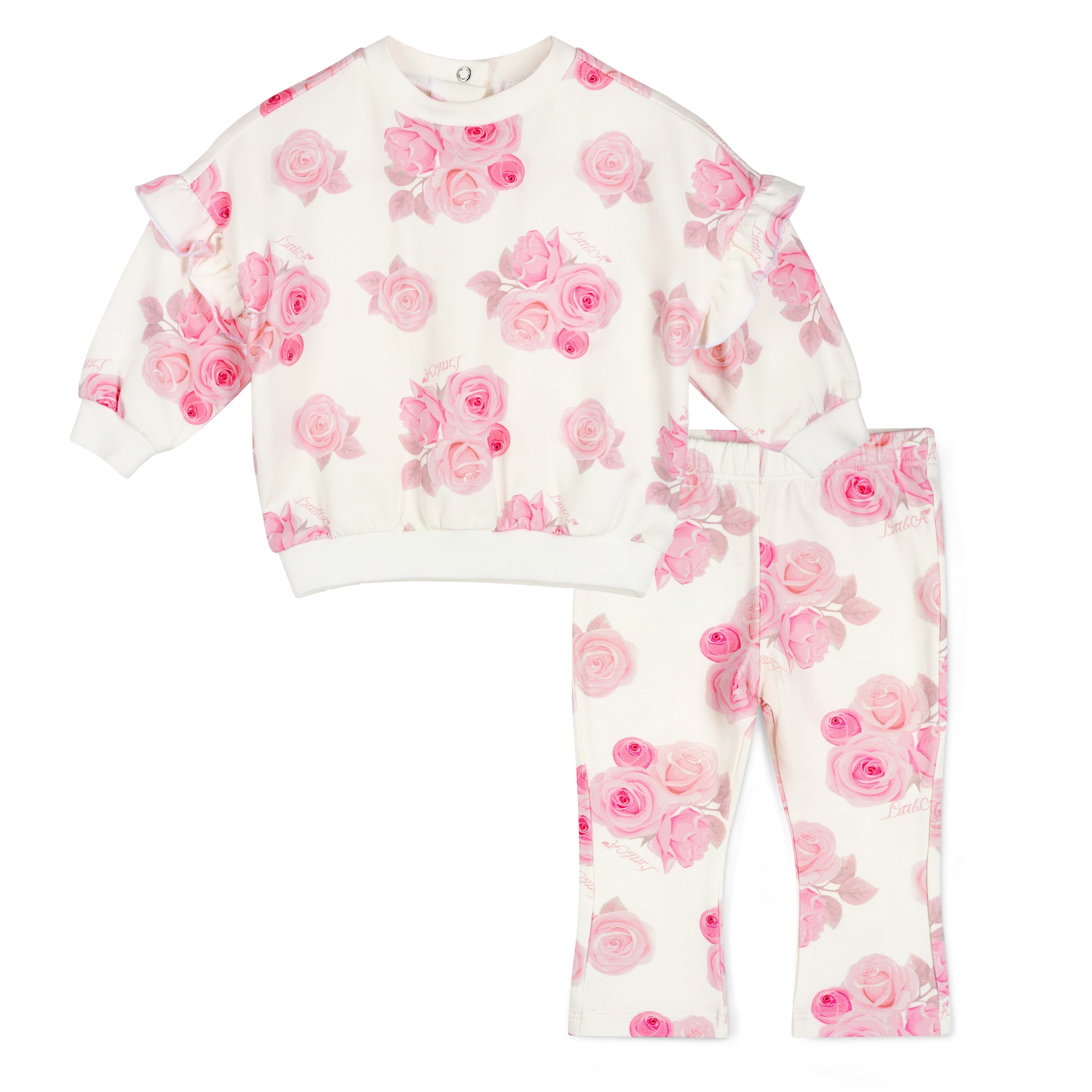 Little A Girls DAKOTA White Rose Print Tracksuit