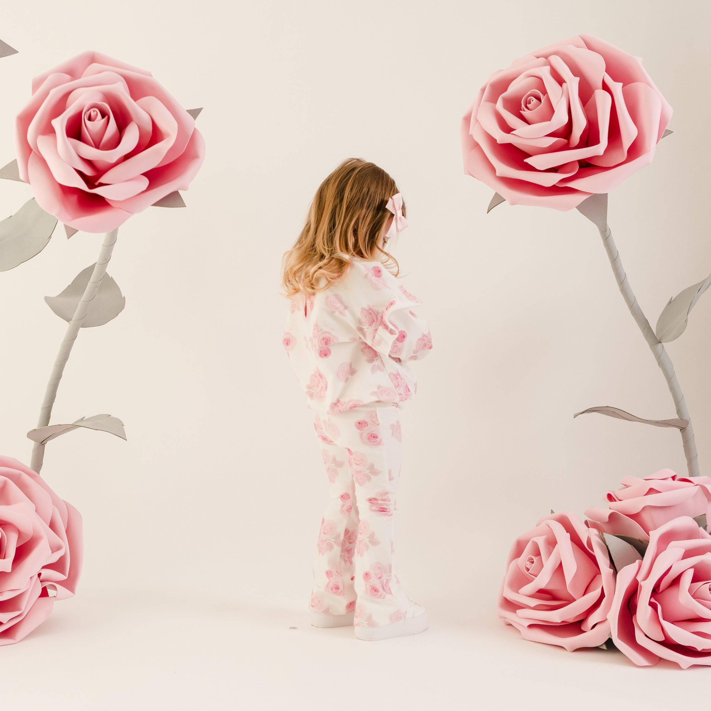 Little A Girls DAKOTA White Rose Print Tracksuit