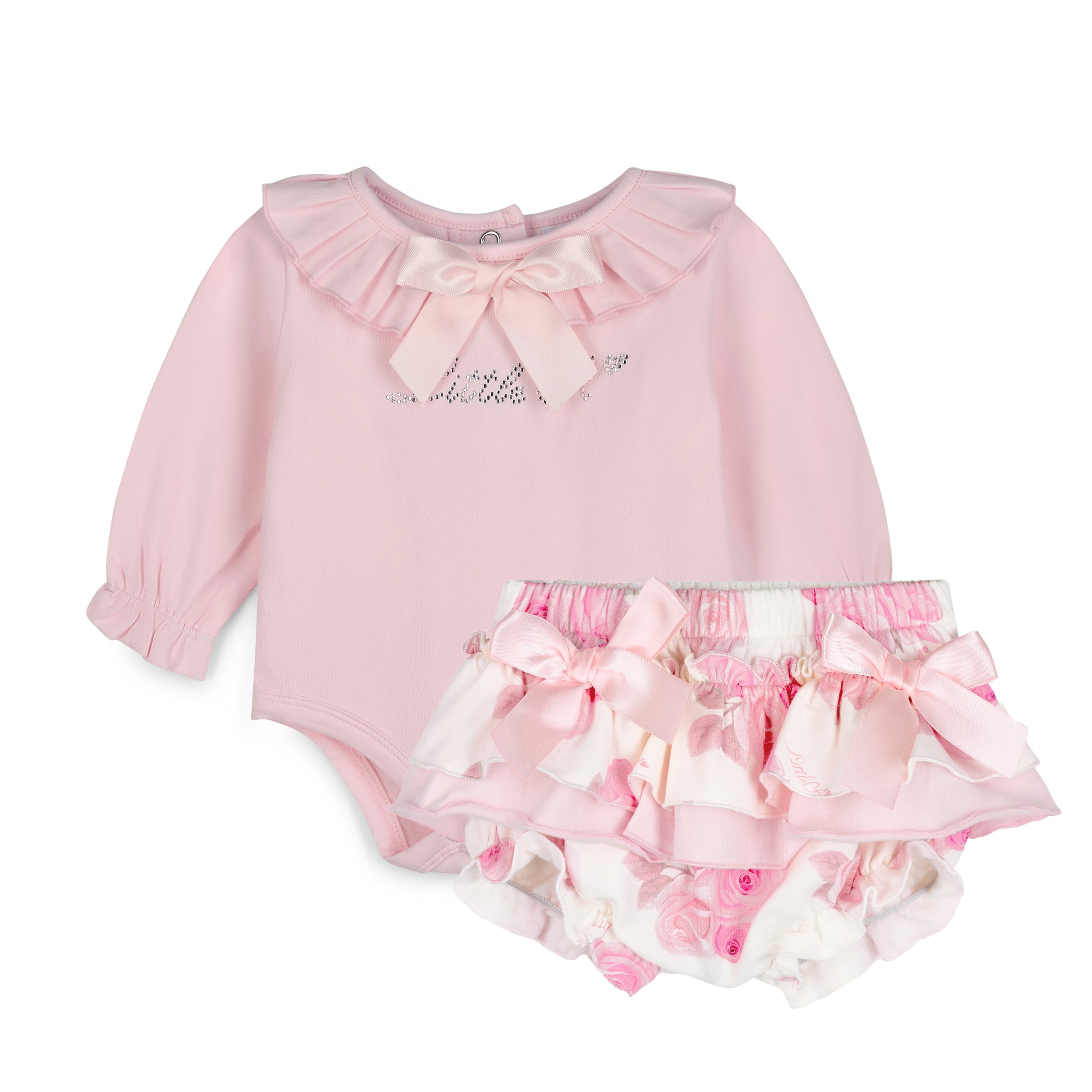 Little A Girls DEENA Pink Rose Print Jam Pants Set