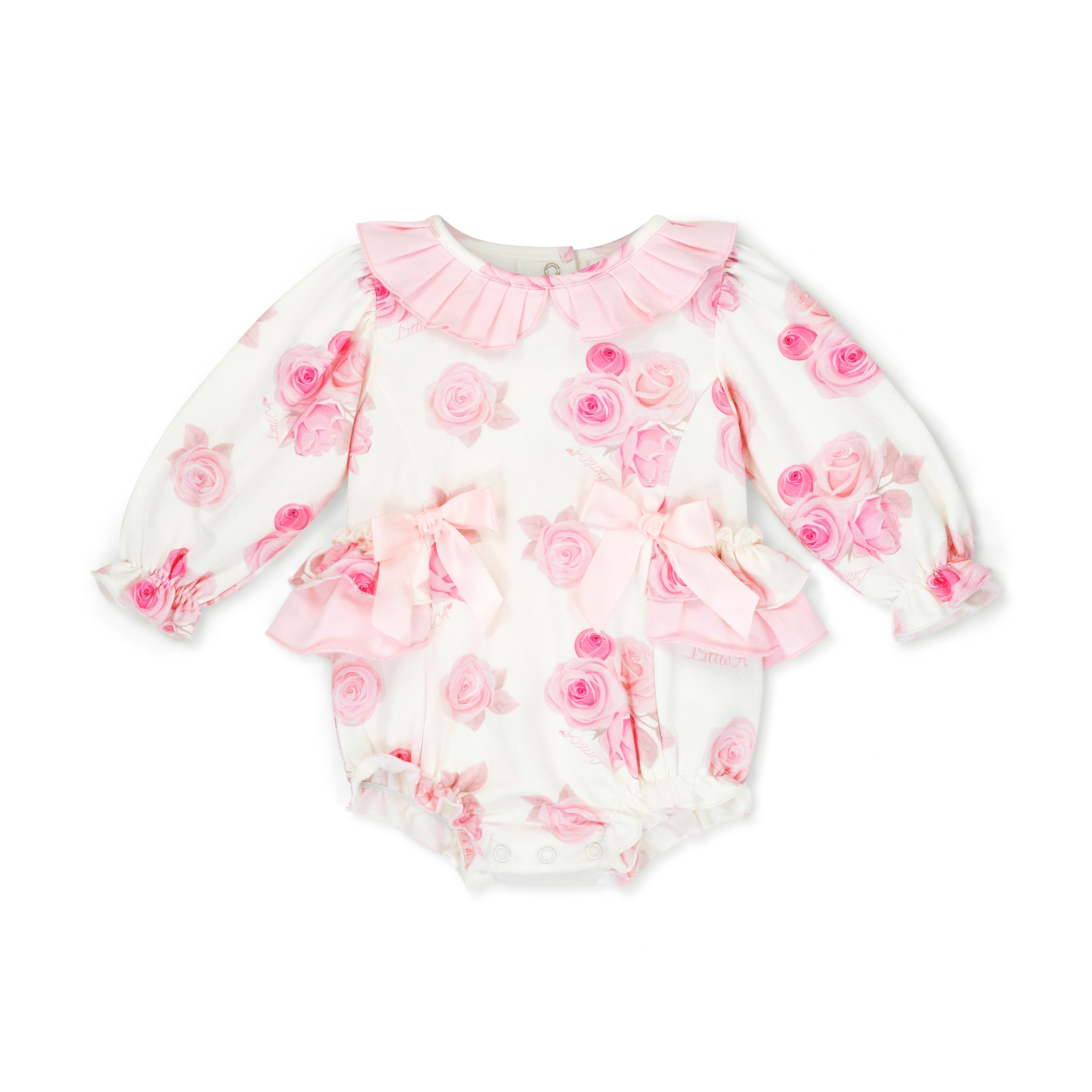 Little A Girls DELLA White Rose Print Romper