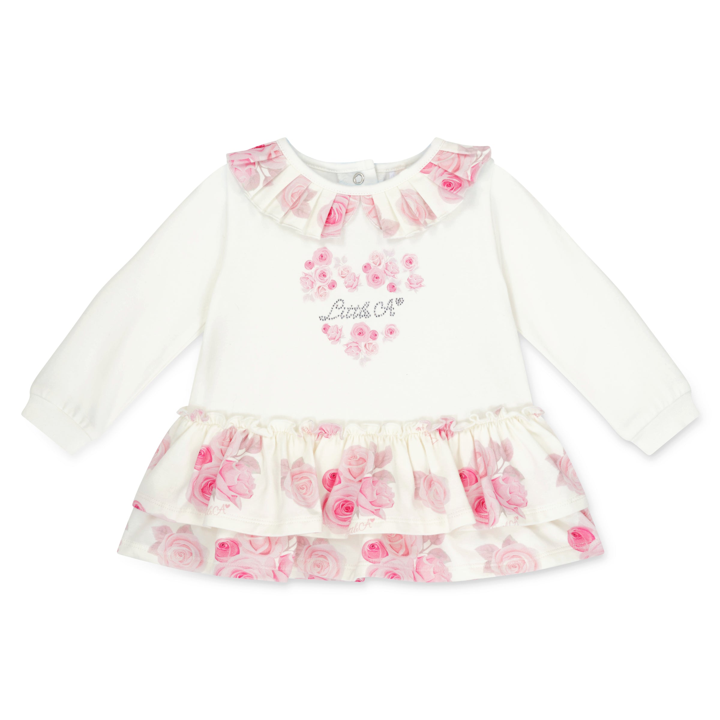 Little A Girls DARLA White Rose Print Dress