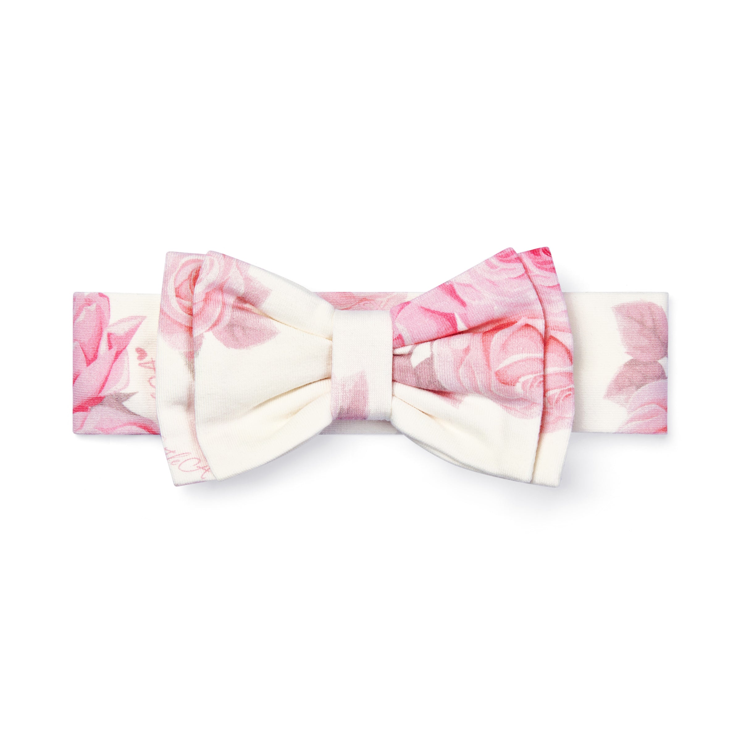 Little A Girls DANA White Rose Print Bow Headband