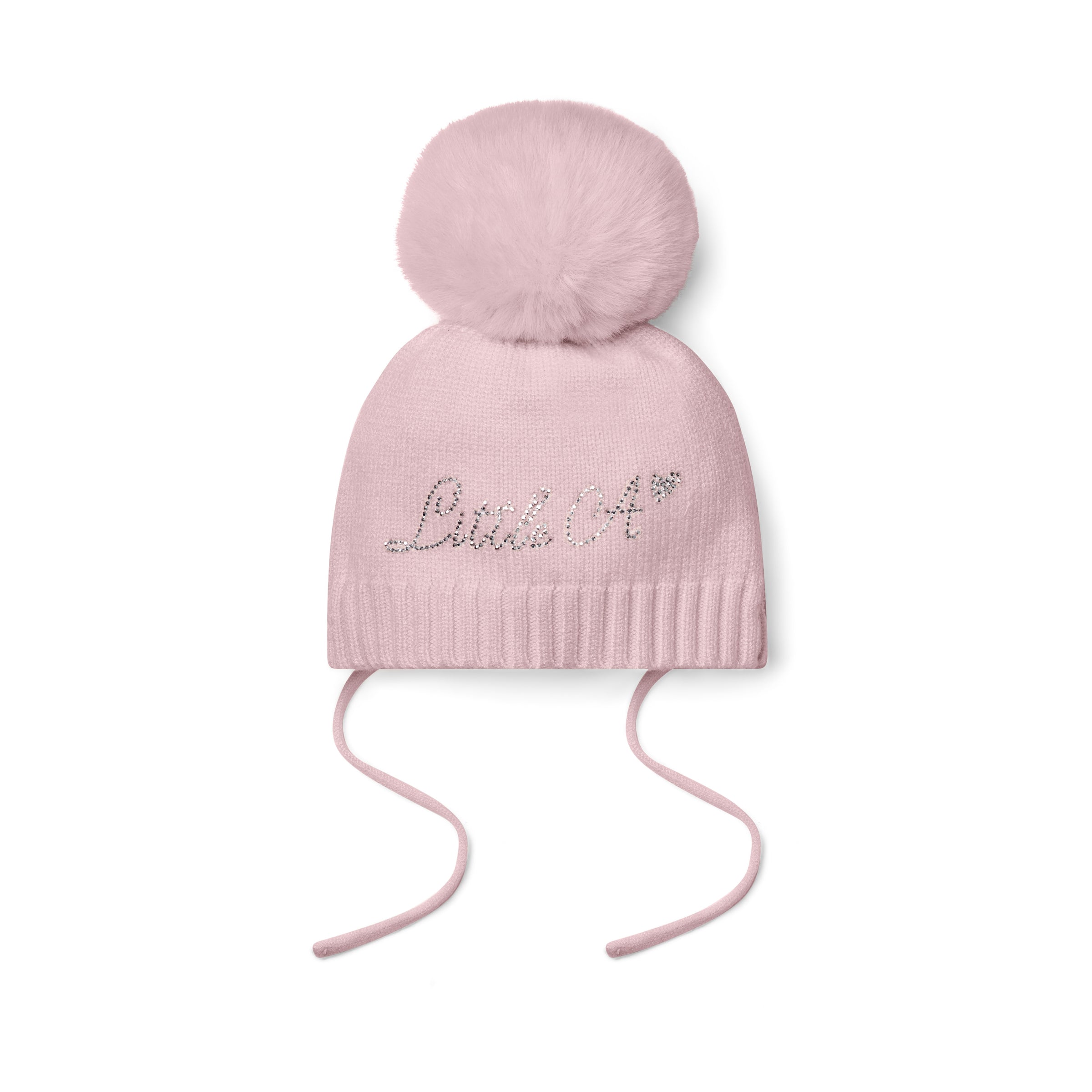 Little A Girls DIAMOND Pink Knitted Pom Pom Hat