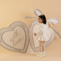 Little A Girls DEMI Beige Faux Fur Heart Leggings Set