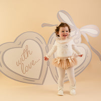 Little A Girls EMELYE Beige Tulle Jam Pants Set