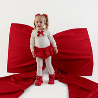 Little A Girls EVA Red Frilly Jam Pants Set