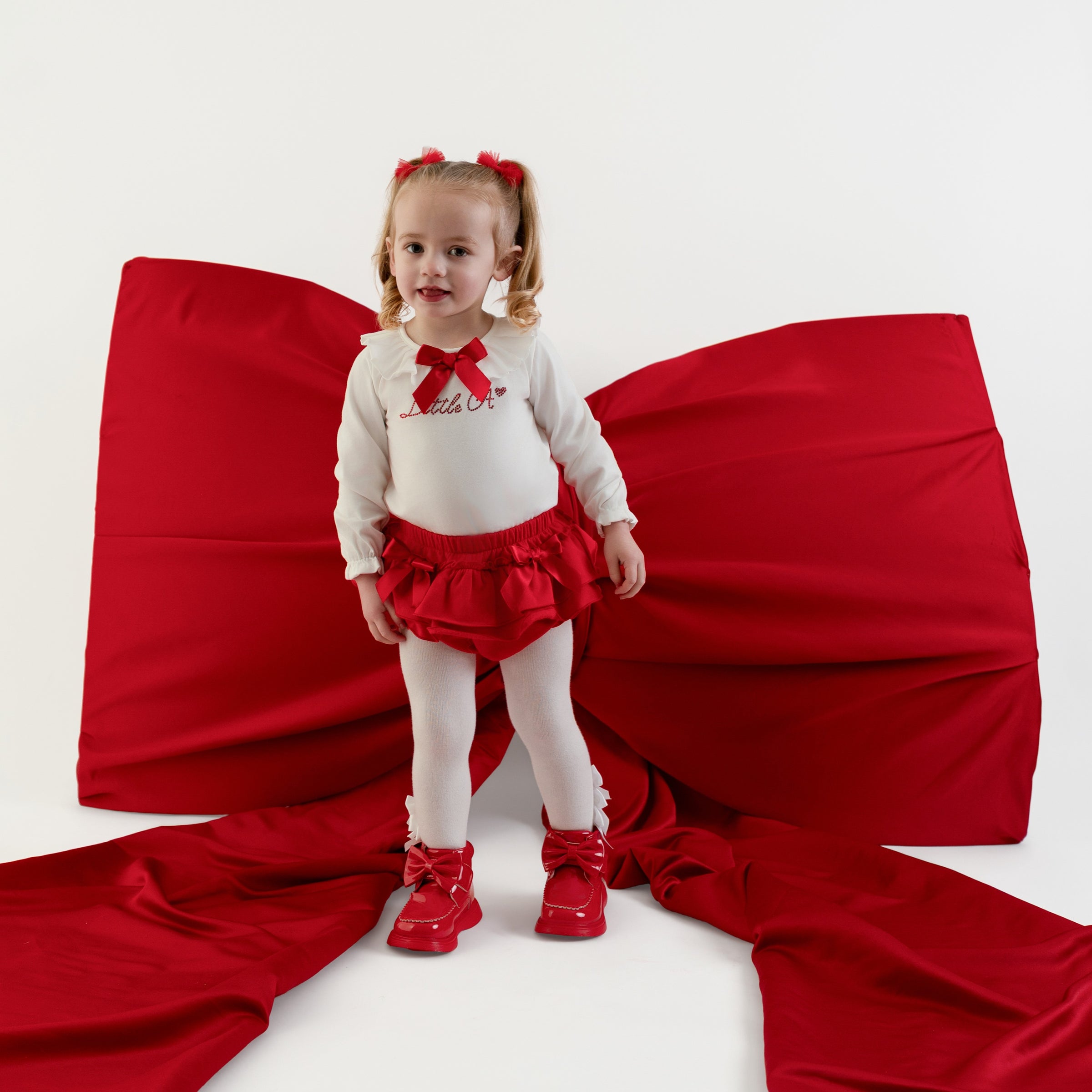 Little A Girls EVA Red Frilly Jam Pants Set