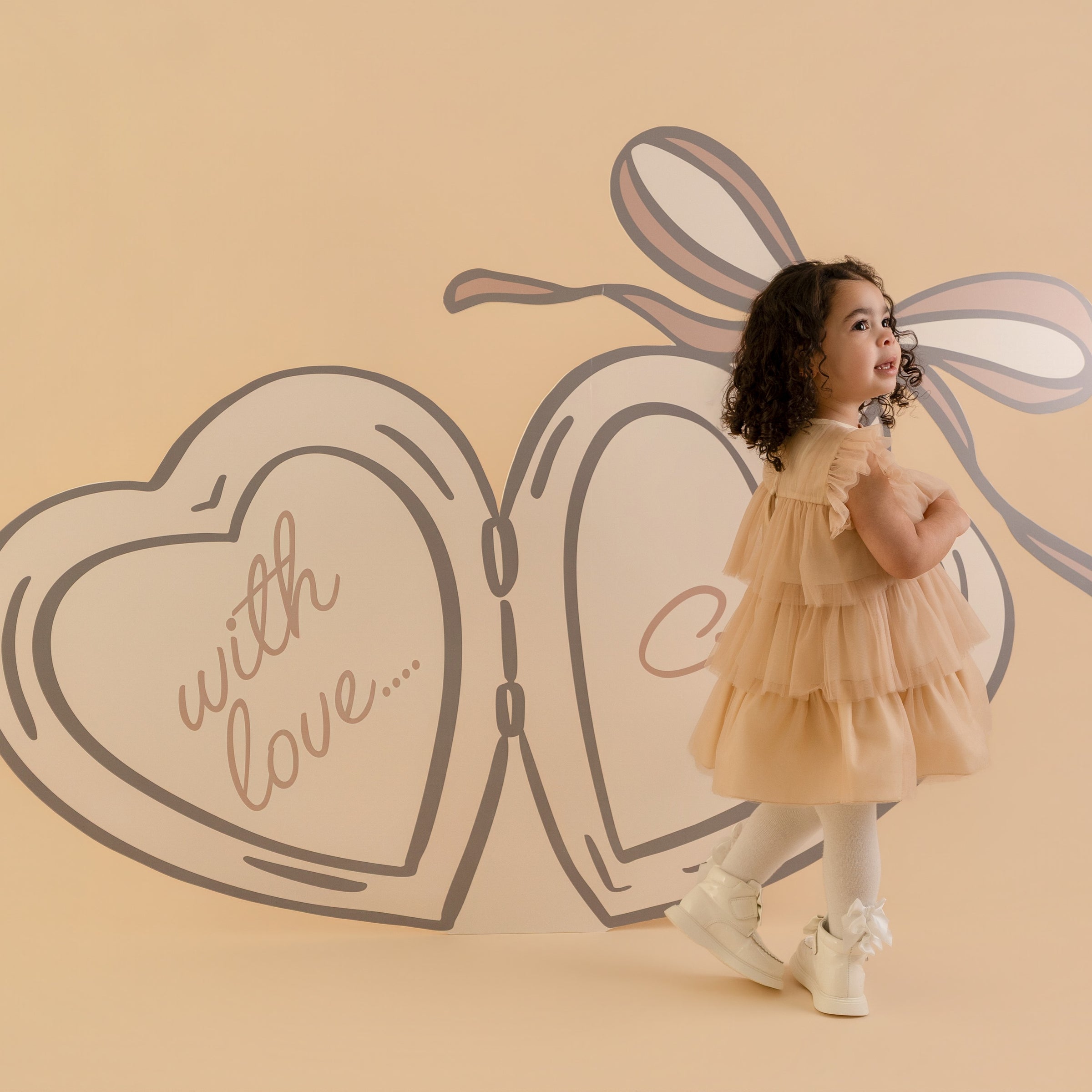 Little A Girls ELLA Beige Tulle Dress
