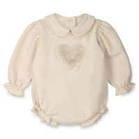 Little A Girls ERIN Beige Faux Fur Heart Romper