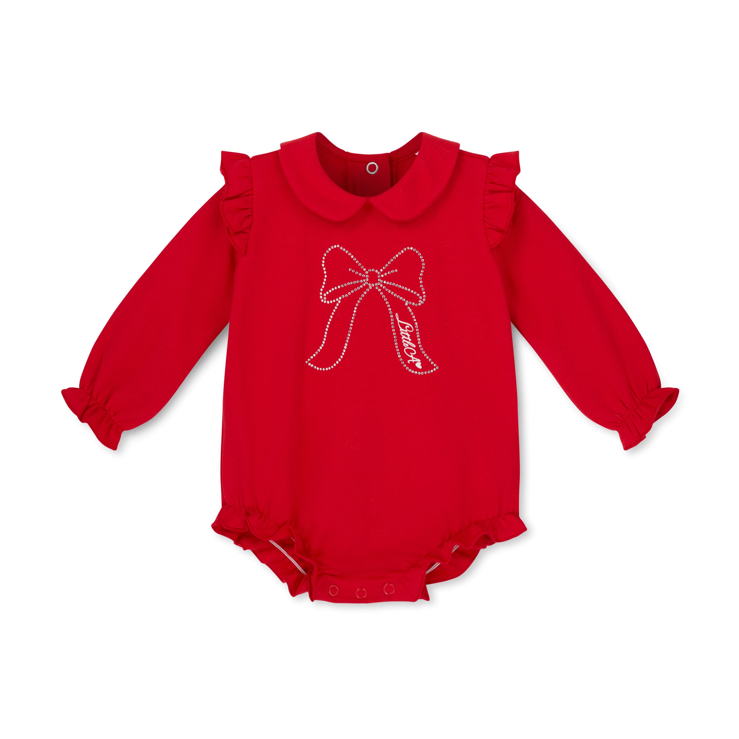 Little A Girls ELEISHA Red Bow Romper