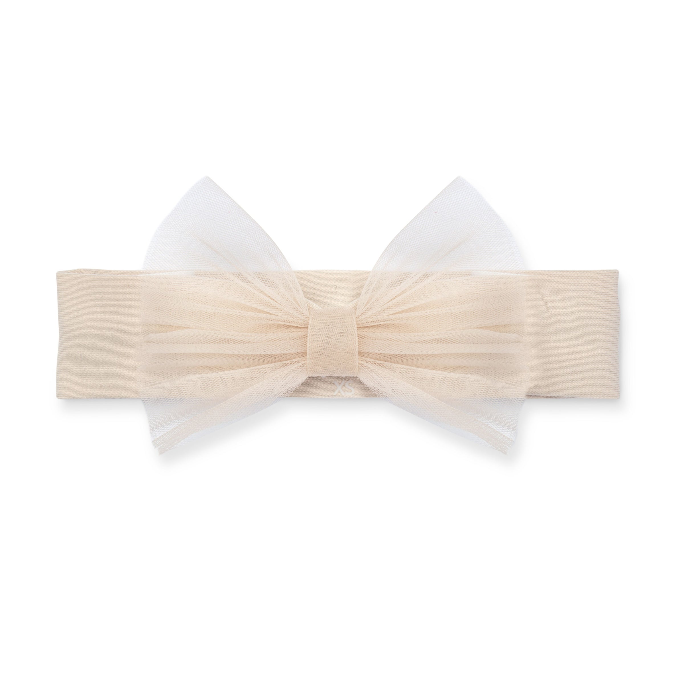 Little A Girls ELENA Beige Tulle Bow Headband